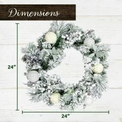 Fraser Hill Farm 24-in. Christmas Snow Covered Wreath W/ Glitter Ornaments, Leaves And Berries 7 Fraser Hill Farm 24-in. Christmas Snow Covered Wreath W/ Glitter Ornaments, Leaves And Berries -Christmas store unnamed file 814
