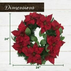 Fraser Hill Farm 24-in. Christmas Wreath With Velvet Poinsettia Blooms And Leaves 7 Fraser Hill Farm 24-in. Christmas Wreath With Velvet Poinsettia Blooms And Leaves -Christmas store unnamed file 824
