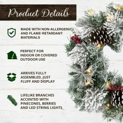 Fraser Hill Farm 24-in. Christmas Snow Covered Wreath W/ Pinecones And Berries, Various Lighting Options 7 Fraser Hill Farm 24-in. Christmas Snow Covered Wreath W/ Pinecones And Berries, Various Lighting Options -Christmas store unnamed file 844