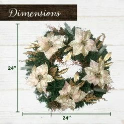 Fraser Hill Farm 24-in. Christmas Wreath With Poinsettias, Ornaments And Gold Berries -Christmas store unnamed file 849