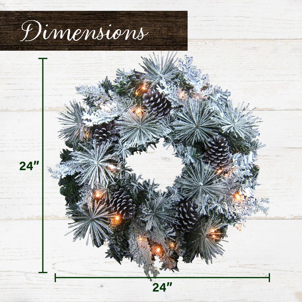 Fraser Hill Farm 24-in. Christmas Snow Flocked Wreath W/ Oversized Pinecones 2 Fraser Hill Farm 24-in. Christmas Snow Flocked Wreath W/ Oversized Pinecones - Image 2