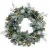 Fraser Hill Farm 24-in. Christmas Prelit Frosted Wreath W/ Ornaments, Pinecones, And Berries