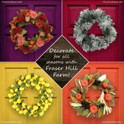 Fraser Hill Farm 24-in. Christmas Frosted Wreath Door Hanging W/ Ornaments, Pinecones, And Berries -Christmas store unnamed file 879