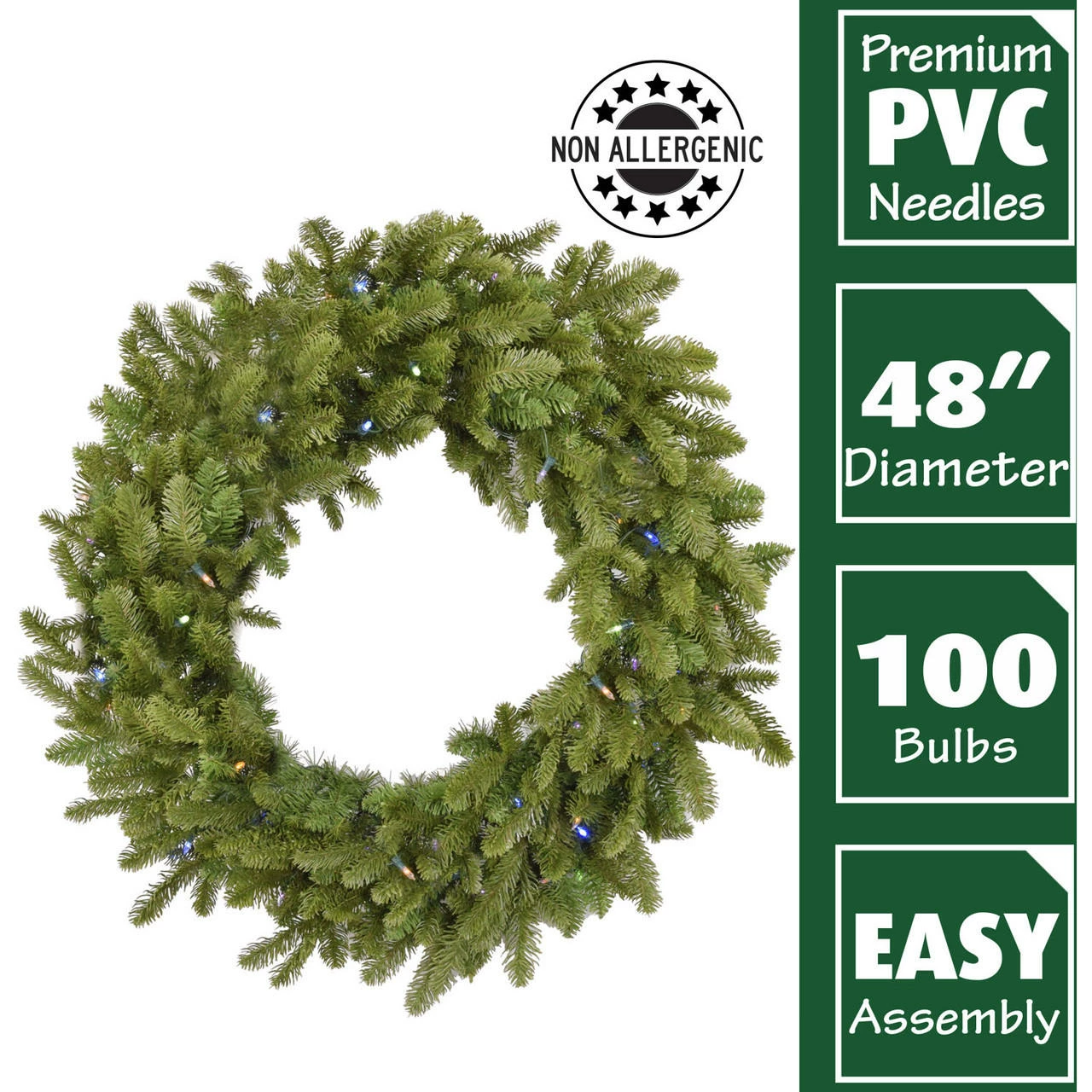 Fraser Hill Farm 48" Grandland Artificial Wreath W/ Multi-Colored Battery-Operated LED String Lights For Displays 2 Fraser Hill Farm 48" Grandland Artificial Wreath W/ Multi-Colored Battery-Operated LED String Lights For Displays - Image 2