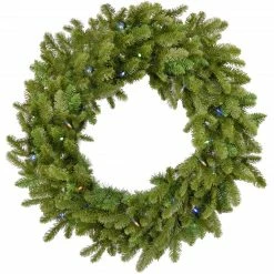 Fraser Hill Farm 36" Grandland Artificial Wreath W/ Multi-Colored Battery-Operated LED String For Displays