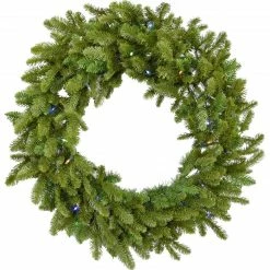 Fraser Hill Farm 60" Grandland Green Christmas Décor Wreath With Multi-Color LED Lights
