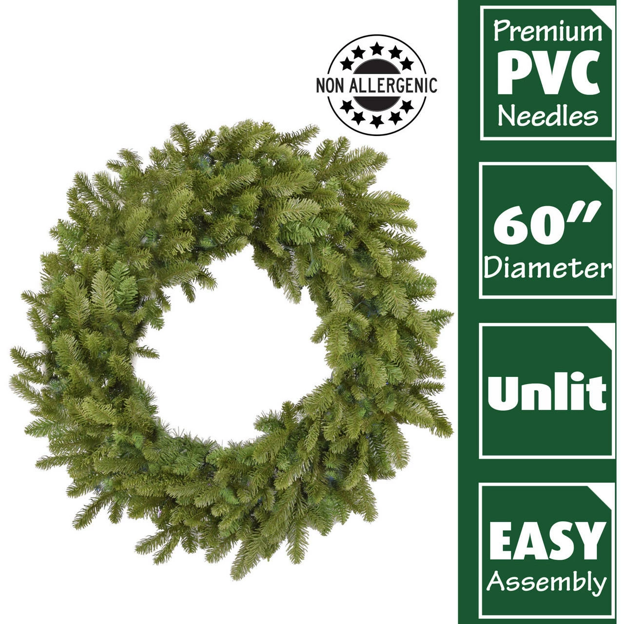 Fraser Hill Farm 60" Grandland Green Christmas Décor Wreath 2 Fraser Hill Farm 60" Grandland Green Christmas Décor Wreath - Image 2