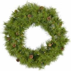 Fraser Hill Farm 60" Eastern Pine Green Christmas Décor Wreath With Warm White LED Lights