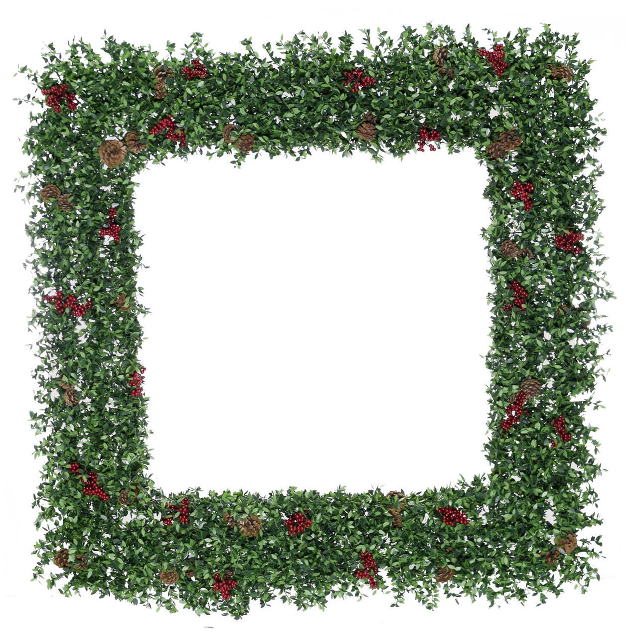 Fraser Hill Farm 48" Evergreen Berry Green Oversized Square Wreath W/ Pine Cones And Berries 1 Fraser Hill Farm 48" Evergreen Berry Green Oversized Square Wreath W/ Pine Cones And Berries