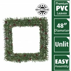 Fraser Hill Farm 48" Evergreen Berry Green Oversized Square Wreath W/ Pine Cones And Berries 8 Fraser Hill Farm 48" Evergreen Berry Green Oversized Square Wreath W/ Pine Cones And Berries -Christmas store unnamed file 982